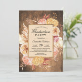 ヴィンテージウッド&ウォーターカラーカラフルパステルフラワー 招待状 (スタンド正面)