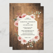 ヴィンテージウッド&ウォーターカラーパステル結婚フラワーズI 招待状 (正面/裏面)