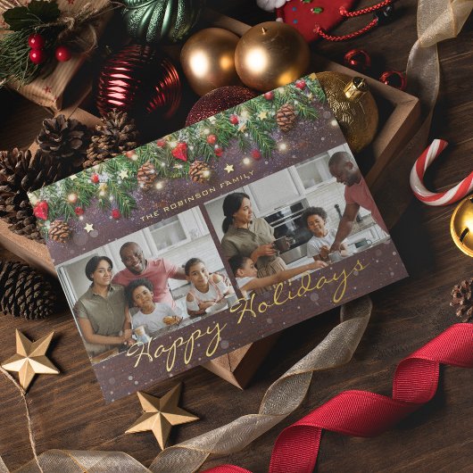 ヴィンテージウッド ハッピーホリデイズ 2 フォト 箔シーズンカード