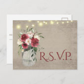 ヴィンテージウッド&ライツジャールバーガンディフローラRSVP ポストカード (正面/裏面)