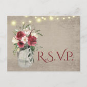 ヴィンテージウッド&ライツジャールバーガンディフローラRSVP ポストカード (正面)