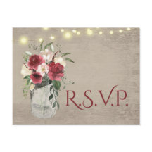 ヴィンテージウッド&ライツジャールバーガンディフローラRSVP