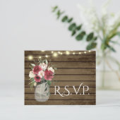ヴィンテージウッド&ライトジャールバーガンディフローラRSVP P ポストカード (スタンド正面)