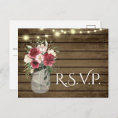 ヴィンテージウッド&ライトジャールバーガンディフローラRSVP P ポストカード (正面/裏面)