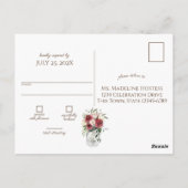 ヴィンテージウッド&ライトジャールバーガンディフローラRSVP P ポストカード (裏面)