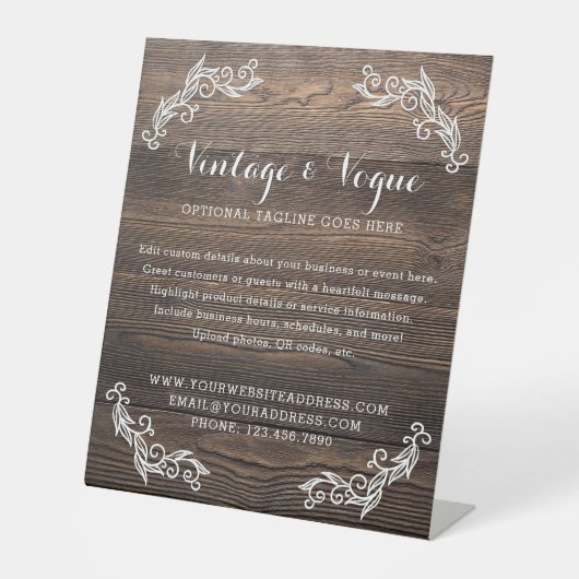 ヴィンテージウッ素朴ドカントリーファーエレガントムブティック 台座サイン (正面)