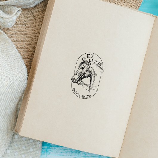 ヴィンテージウマモダンー、Ex Libris Book ラバースタンプ