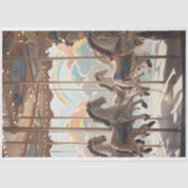 ヴィンテージウマ回転木馬デクページ紙。 薄葉紙 (正面)