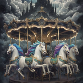 ヴィンテージウマ回転木馬デクページ紙。 薄葉紙