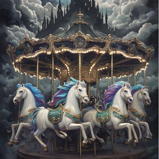 ヴィンテージウマ回転木馬デクページ紙。 薄葉紙