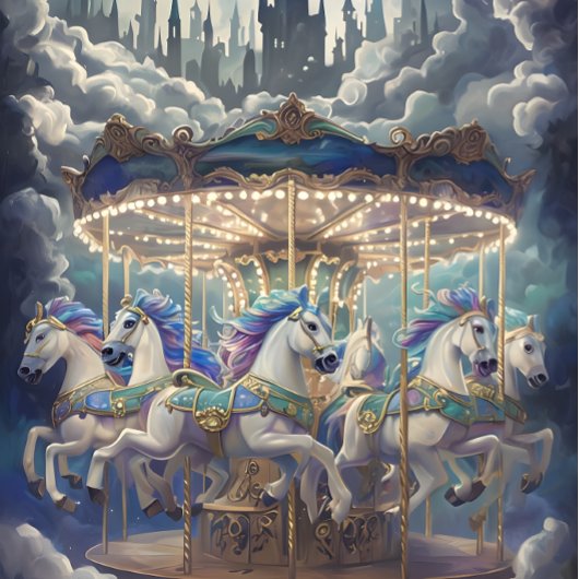 ヴィンテージウマ回転木馬デクページ紙。 薄葉紙