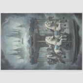 ヴィンテージウマ回転木馬デクページ紙。 薄葉紙 (正面)