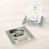 ヴィンテージウマ描スレイクリスマス ガラスコースター (アングル)