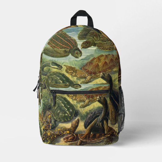 ヴィンテージウミガメとウミガメby Ernst Haeckel プリントバックパック (正面)