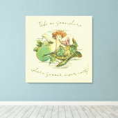 ヴィンテージウミガメと引用文で泳ぐ人魚 キャンバスプリント (インサイチュ (ウッドフロア))