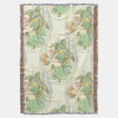 ヴィンテージウミガメ模様航海のの人魚 スローブランケット (正面縦)