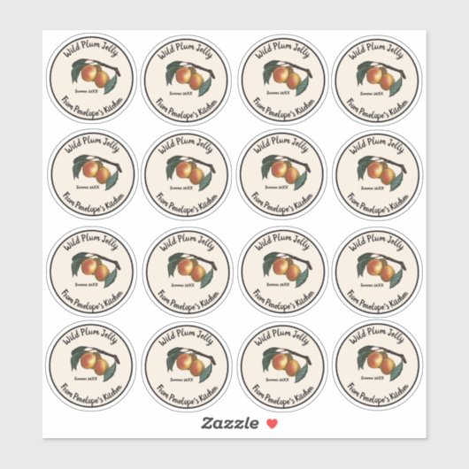 ヴィンテージウメのゼリーのラベルの日付 シール (シート)