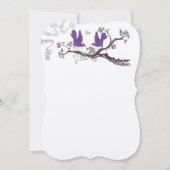 ヴィンテージウメの鳥黄色と紫の結婚式の招待 招待状 (裏面)