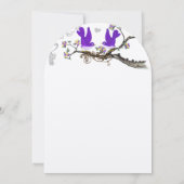 ヴィンテージウメの鳥黄色と紫の結婚式の招待 招待状 (裏面)