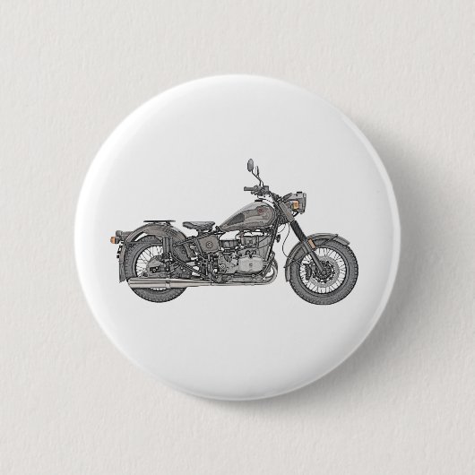 ヴィンテージウラルバイクイラストレーション 缶バッジ (正面)