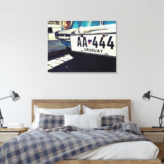 ヴィンテージウルグアイの車の南アメリカ旅行 キャンバスプリント (インサイチュ (寝室))