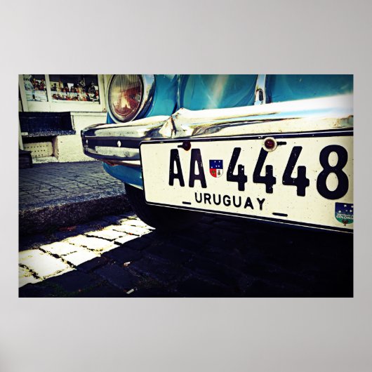 ヴィンテージウルグアイの車の南アメリカ旅行 ポスター (正面)