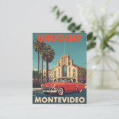 ヴィンテージウルグアイ旅行ポスター コンバーチブルカー ポストカード (スタンド正面)