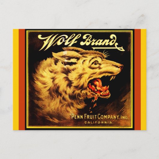 ヴィンテージウルフブランドカリ柑橘類はがき ポストカード (正面)