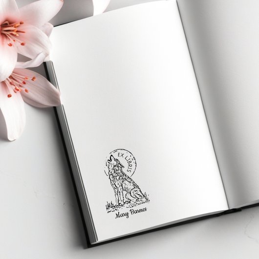 ヴィンテージウルフライブラリー蔵書票 ラバースタンプ