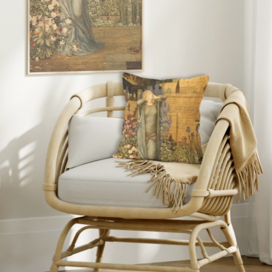 ヴィンテージウーマンガーデンフローラエフェメラコテージコア クッション