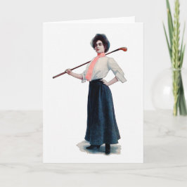 ヴィンテージウーマンゴルファー水彩挨拶カード シーズンカード