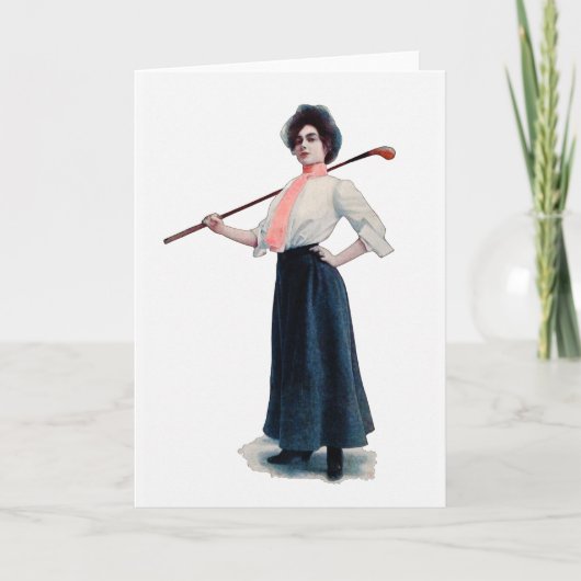 ヴィンテージウーマンゴルファー水彩挨拶カード シーズンカード (正面)