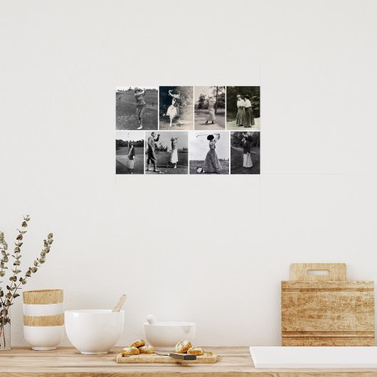 ヴィンテージウーマンゴルファー – ゴルフアートプリント ポスター (キッチン)