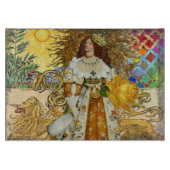 ヴィンテージウーマンゴールデンサン:レオ〔占星術の〕十二宮図コラージアート カッティングボード (正面)