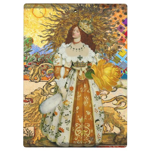 ヴィンテージウーマンゴールデンサン：レオ〔占星術の〕十二宮図コラージアート クリップボード (裏面)