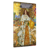 ヴィンテージウーマンゴールデンサン:レオ〔占星術の〕十二宮図コラージアート クリップボード (右)