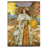 ヴィンテージウーマンゴールデンサン：レオ〔占星術の〕十二宮図コラージアート クリップボード (正面)