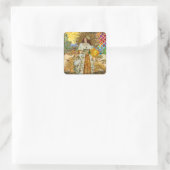 ヴィンテージウーマンゴールデンサン：レオ〔占星術の〕十二宮図コラージアート スクエアシール (バッグ)