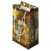 ヴィンテージウーマンゴールデンサン：レオ〔占星術の〕十二宮図コラージアート スモールペーパーバッグ (正面アングル)