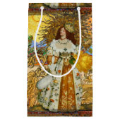 ヴィンテージウーマンゴールデンサン：レオ〔占星術の〕十二宮図コラージアート スモールペーパーバッグ (正面)