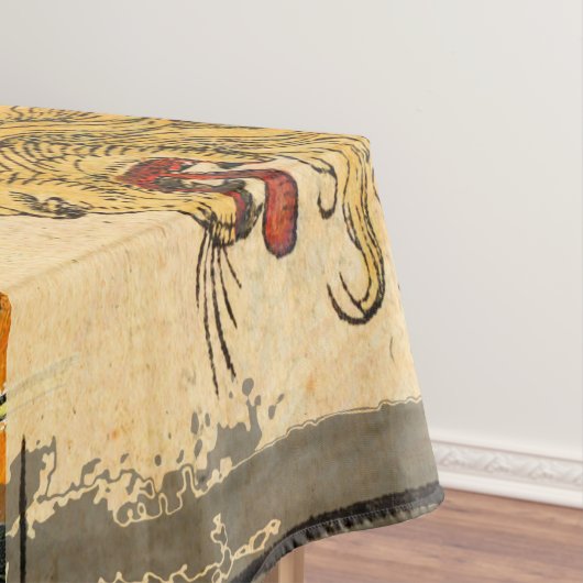 ヴィンテージウーマンゴールデンサン：レオ〔占星術の〕十二宮図コラージアート テーブルクロス (インサイチュ)