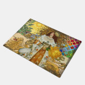 ヴィンテージウーマンゴールデンサン：レオ〔占星術の〕十二宮図コラージアート ドアマット (アングル)