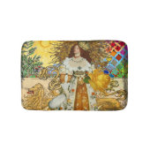 ヴィンテージウーマンゴールデンサン：レオ〔占星術の〕十二宮図コラージアート バスマット (正面)