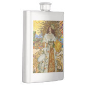 ヴィンテージウーマンゴールデンサン：レオ〔占星術の〕十二宮図コラージアート フラスク (右)