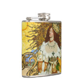 ヴィンテージウーマンゴールデンサン：レオ〔占星術の〕十二宮図コラージアート フラスク (右)