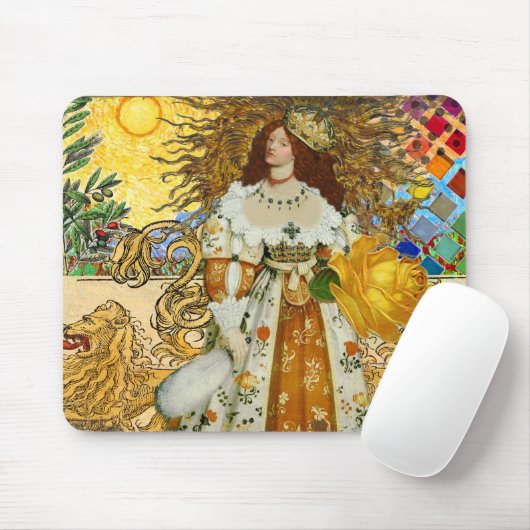 ヴィンテージウーマンゴールデンサン：レオ〔占星術の〕十二宮図コラージアート マウスパッド (マウス)