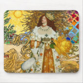 ヴィンテージウーマンゴールデンサン：レオ〔占星術の〕十二宮図コラージアート マウスパッド (正面)