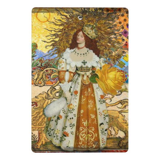 ヴィンテージウーマンゴールデンサン:レオ〔占星術の〕十二宮図コラージアート ミニクリップボード (裏面)