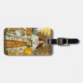 ヴィンテージウーマンゴールデンサン：レオ〔占星術の〕十二宮図コラージアート ラゲッジタグ (正面横)