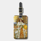 ヴィンテージウーマンゴールデンサン：レオ〔占星術の〕十二宮図コラージアート ラゲッジタグ (正面縦)